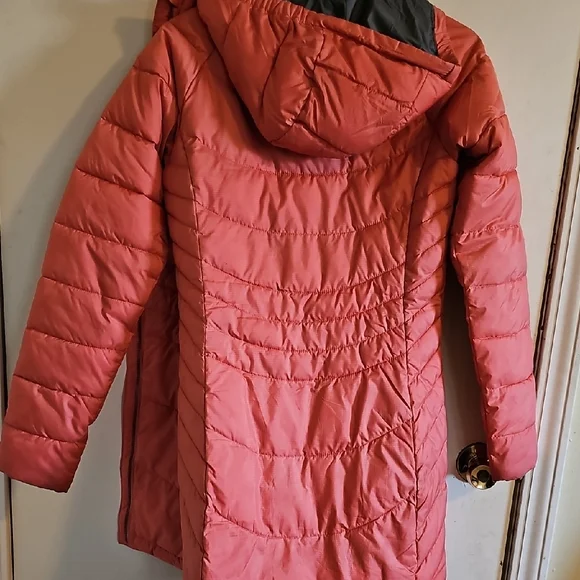 Columbia Coral-Red Long Insulated Ski Coat - Picture 4 of 6